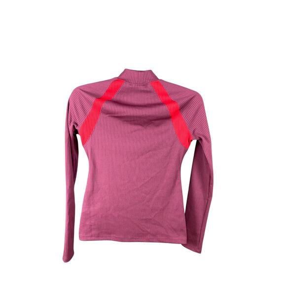 Jordan Women’s Long Sleeve Tight Fit Ribbed Mock Neck Top Pink Red Size S - Picture 3 of 8